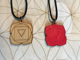 Root Chakra Wooden Pendant - Painted or Natural - 1st Chakra - Red - Muladhara