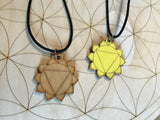 Solar Plexus Chakra Wooden Pendant Necklace - Painted or Natural - 3rd Chakra - Yellow - Manipura