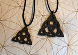 Triquetra Wooden Pendant - Small and Large - Natural Birch Stained Dark