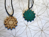 Heart Chakra Wooden Pendant - Painted or Natural - 4th Chakra - Green - Anahata