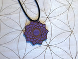 Crown Chakra Wooden Pendant - Painted or Natural -6th Chakra - Purple - Sahasrara - Violet