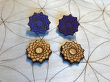Crown Chakra Wooden Earrings - Painted or Natural -6th Chakra - Purple - Sahasrara - Violet