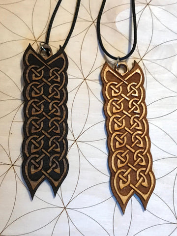 Original Celtic Pendant - Long - 4 Inch - Birch Wood - Light or Dark Stain