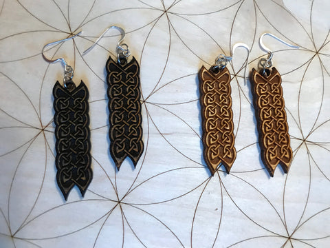 Original Celtic Earrings - Birch Wood - Light or Dark Stain