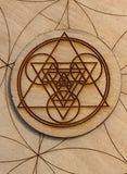 Sacred Geometry Wood Magnet - 2 inches  - Triangles and Circles
