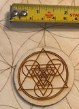 Sacred Geometry Wood Magnet - 2 inches  - Triangles and Circles