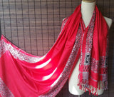 Pashmina blend scarf, silk blend shawl, pashmina scarf, large stole, Ethnic Scarf, Silk Scarf, Boho Shawl, xmas gift for her, blanket scarf