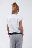 White Linen shirt/Summer shirt top/Sleeveless shirt /Unique white shirt /Asymmetric shirt /Cute white Top