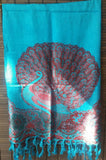Peacock Pashmina Scarf, Silk Scarf, Pashmina Blend Stole, Party Scarf, Blend Silk Wrap, large Stole, Pashmina Blend Scarf, xmas gift for her