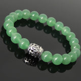 Men's Women Natural Aventurine Quartz Bracelet 925 Sterling Silver Prayer Bead DiyNotion BR1133