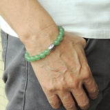 Men's Women Natural Aventurine Quartz Bracelet 925 Sterling Silver Prayer Bead DiyNotion BR1133