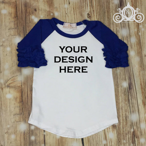 Fourth of July, 4th of July, Girls Royal Blue Icing Ruffle Raglan Personalized Shirt Girl Baby Shower Gift Toddler Shirt