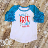 Fourth of July, 4th of July, Girls Gray  Icing Ruffle Raglan Personalized Shirt Girl Baby Shower Gift Toddler Shirt