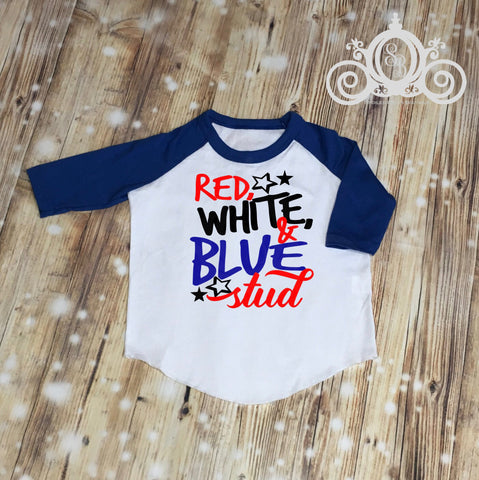 Red, White & Blue Stud Boys Fourth of July, 4th of July Shirt