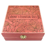 YOUR NAME w/ Paisley Print - Essential Oil Storage Box 25 Slot 15ml -Pine- Choose Finish & Custom Laser Engravings -Fit dōTERRA Young Living