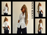 White Cotton shirt/Extravagant shirt top/Long sleeves top /Unique white shirt /Asymmetric shirt