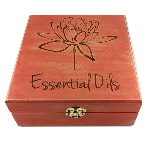 Essential Oils w/ Lotus!! Essential Oil Storage Box 25 Slot 15ml -Pine- Choose Finish and Custom Laser Engravings - Fit dōTERRA Young Living