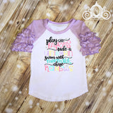 Play with Fairies Ride a Unicorn Girls Tank Ruffle Raglan Bubble T Shirt