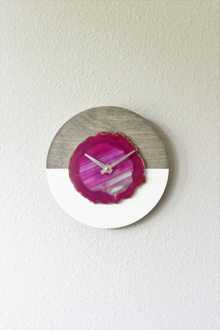 KISMET Design | 8" Pink Agate Wall Clock (Silent)