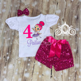 Shimmer Birthday Outfit, Bubble Tee with Sequin Shorts, Personalized Monogram with Name and Age