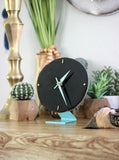 8" Black Agate Desk Clock