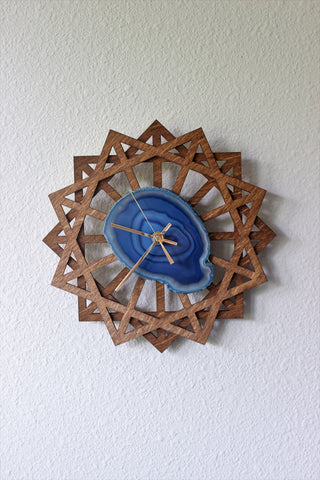 10" Blue Agate Sunburst Wall Clock