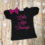 Little Miss Threenager Bubble Sleeve Tee Sequin Shorts Birthday Set