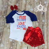 Girls Fourth of July Shirt, Kids 4th of July, Free Because Someone I Love Fought for Me Outfit, Girls Shirt w Sequin Shorts