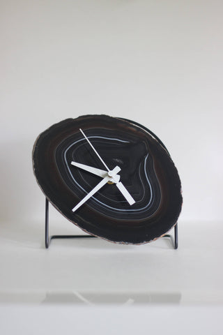 7" Black Agate Desk Clock