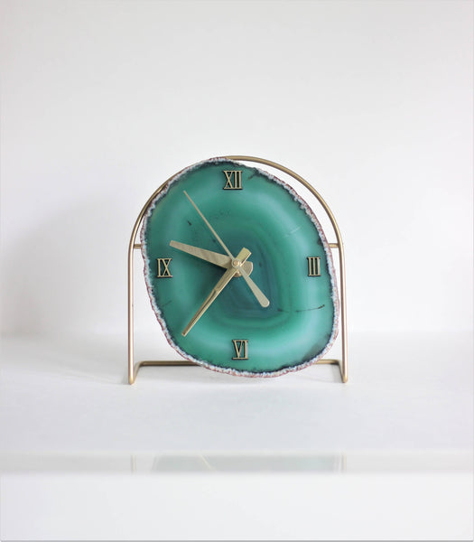 Green Agate Desk Clock