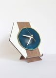 8" Teal Agate Wood Desk Clock
