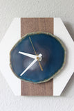 8" Teal Agate Wood Desk Clock