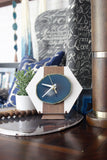 8" Teal Agate Wood Desk Clock