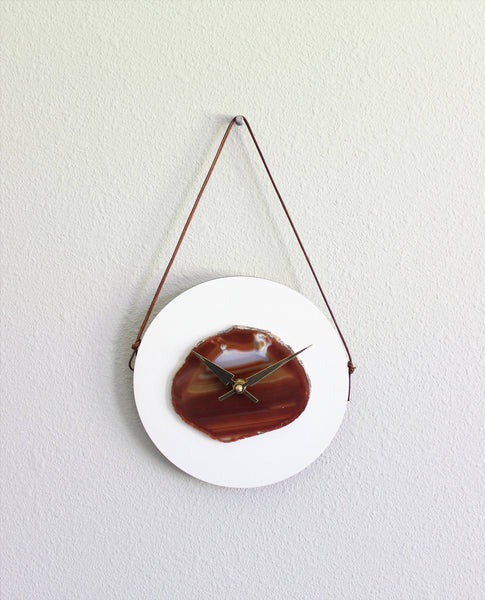 Modern 8" Amber Agate Wood Wall Clock