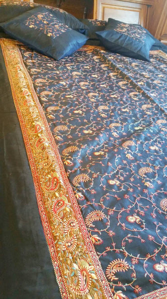 Black duvet cover set, Bedding Duvet Covers, Boho Bedding, King Bedspread, Boho Bed Cover, Duvet set, Cashmere embroidery, xmas gift for her