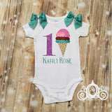 Ice Cream Birthday Onesie, Personalized w Name & Age, First Birthday Shirt