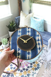 8" Textile Mudcloth Earthtone Agate Wall Clock