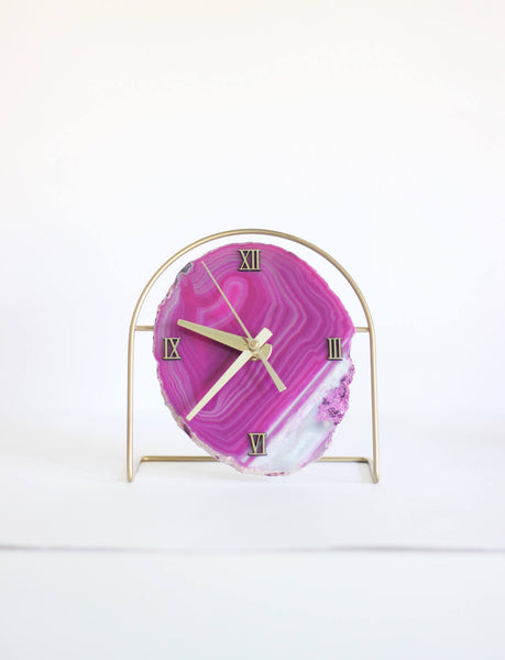 Pink Agate Desk Clock