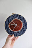 8" Textile Hmong Amber Agate Clock