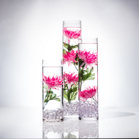Submersible Pink Fuji Mums  Floral Wedding Centerpiece with Floating Candles and Acrylic Crystals Kit