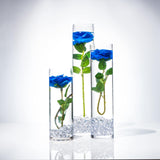 Submersible Blue Rose  Floral Wedding Centerpiece with Floating Candles and Acrylic Crystals Kit