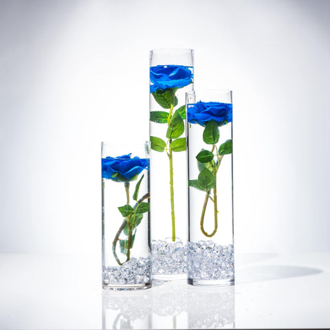 Submersible Blue Rose  Floral Wedding Centerpiece with Floating Candles and Acrylic Crystals Kit