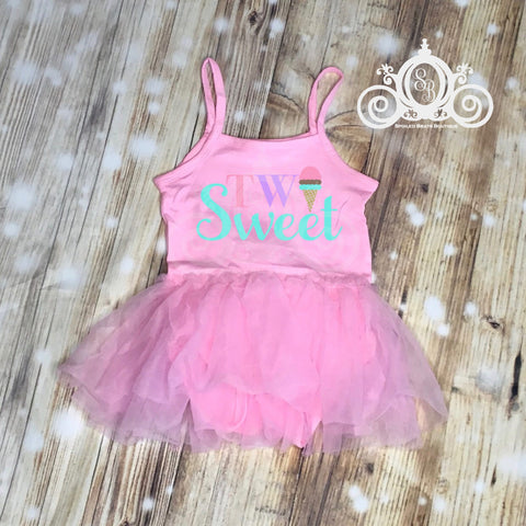 Two Sweet Ice Cream Tutu Dress, First Birthday Dress, Ice Cream Tutu Romper, Girls First Birthday Outfit, Birthday Leotard