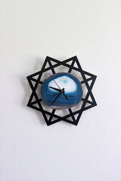 10" Geometric Teal Agate Wall Clock
