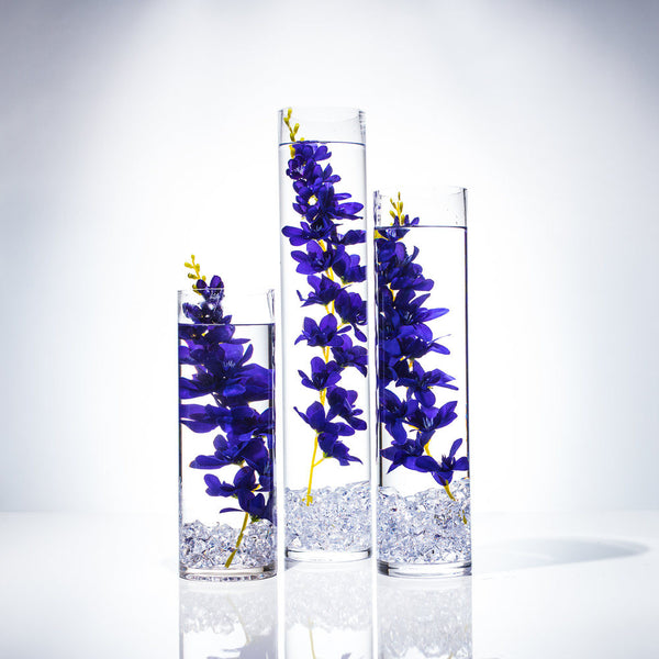 Submersible Purple Wisteria Floral Wedding Centerpiece with Floating Candles and Acrylic Crystals Kit