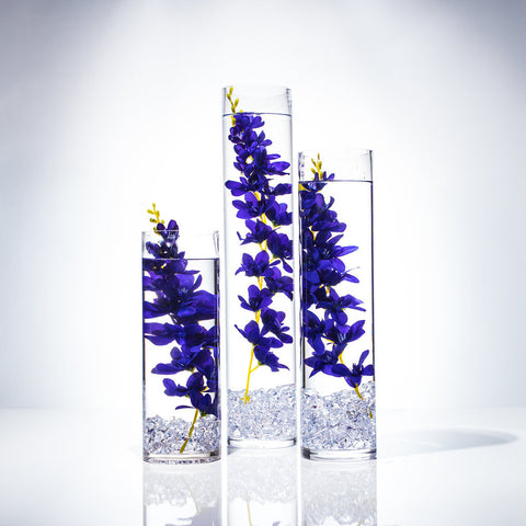 Submersible Purple Wisteria Floral Wedding Centerpiece with Floating Candles and Acrylic Crystals Kit