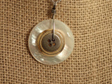 Vintage Button Pendant Necklace, Mother of Pearl, MOP, Mixed Metal Buttons, Layered Button Pendant, Sterling Silver Chain, MPN181