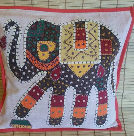 Elephant print cushion covers, ethnic pillow, decorative pillow, boho bedroom decor, Bohemian decoration, Stone wash cotton, Patch work