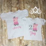 Sister Pig Birthday Shirt, Peppa Pig Birthday Shirt, Sister of the Birthday Girl