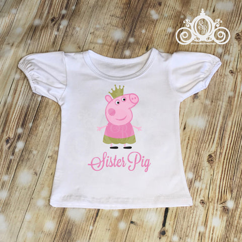 Sister Pig Birthday Shirt, Peppa Pig Birthday Shirt, Sister of the Birthday Girl